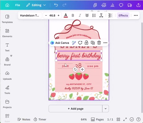 Berry First Birthday Invitation Template, Strawberry Girl Party Invite (digital Download) - Etsy