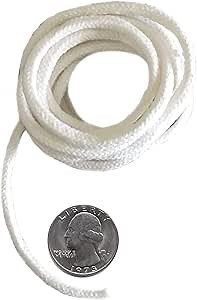Firefly Brand - 5 Feet of 3.6mm Braided Eco Cotton Replacement Wick for Oil Lamps and Candles for Round Wick Holders