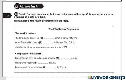 Listening exercise - Act 1 - Fill in the blanks worksheet