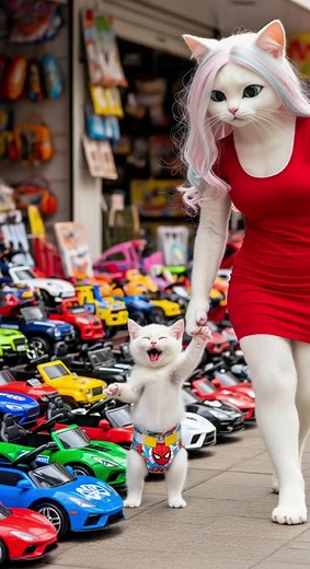 #aicat 💙🐾 Cute Cat Story: It's All About Getting the Blue Toy Car 🚗😻 #catvideos #animation #kitten #kitty