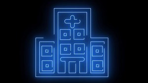Download hospital building icon with a glowing neon effect for free