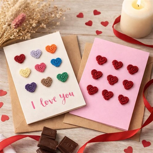 Crochet Heart Card Pattern PDF | Valentine Crochet Card | Easy Crochet Heart Applique | Handmade Love Card - Etsy