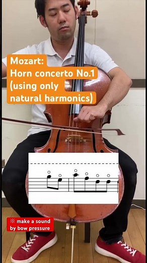 Mozart:Horn Concerto No.1 in D (on cello's D string natural harmonics)