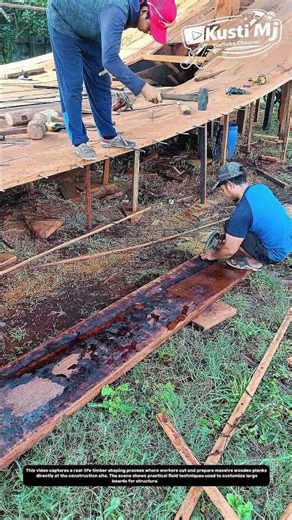 Field Timber Shaping Process Using Portable Cutting Tools in Remote Construction.