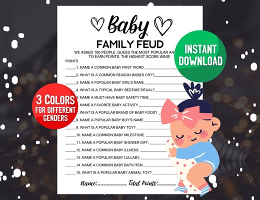 Baby Shower Family Feud Game: Fun Trivia (PDF Printable) - Etsy