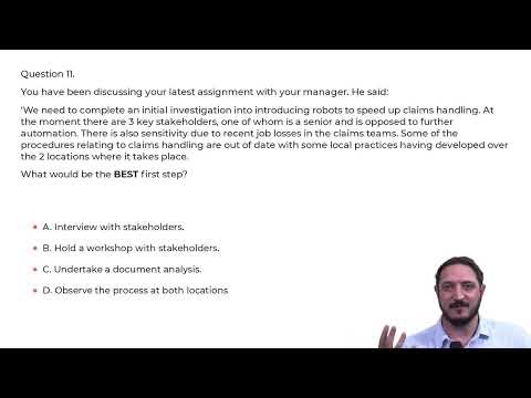 BCS Business Analysis Practice: Question 11 Sample Paper 1 Walkthrough