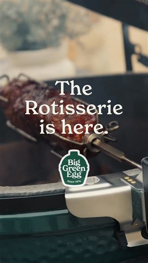 Another Round? Of fire. Of flavor. Of time together. The Big Green Egg Rotisserie has landed. And it’s built for backyard memories and legends. | Big Green Egg