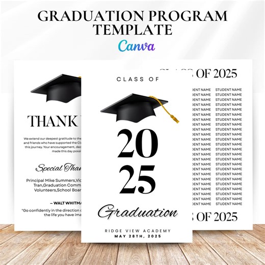 2025 Graduation Program Template, Editable 2025 Ceremony Card, Class of 2025, High School & College Graduation Program, Instant Download - Etsy.de