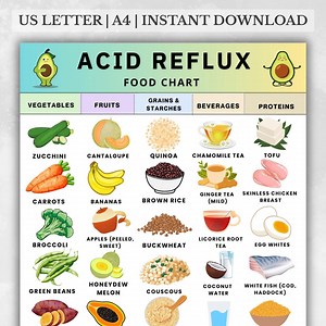 Acid Reflux Food Chart Printable, Low Acid Food Chart PDF, GERD Diet Shopping List, Gastritis Food List Printable, GERD Food List - Etsy