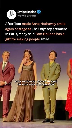 tom holland’s made anne hathaway smile again moment at odyssey premiere goes viral 🥹❤️ #tomholland