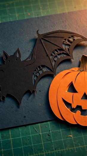 Halloween Paper Cutting Art | Easy Bat & Pumpkin Design
