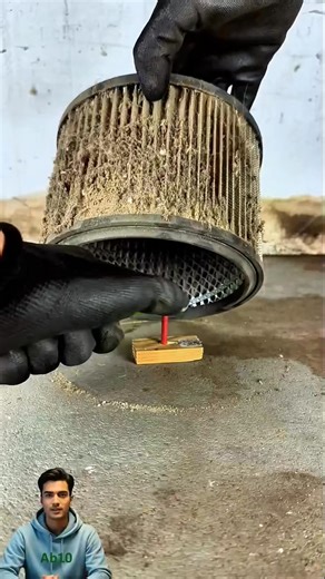 Explosive power blasts away filter dirt. ​#AirFilter ​#CleaningHack ​#DIY ​#Explosion | Ab10