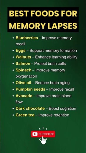 10 Best FOODS for Memory Lapses
