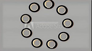 Abstract Vector Plate Illustration with Circles Elements in Design, Featuring Technology Symbols and Round Patterns on a Background