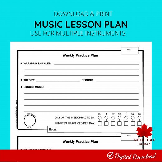 Music Assignment Sheet | Weekly Piano Lesson Tracker | Music Practice | Digital Download | PDF | US Letter - Etsy