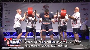 259K views · 2.5K reactions | World Junior Record Squat with 425.5 kg by Joseph Pena USA in 120+ kg class | International Powerlifting Federation - IPF | Facebook