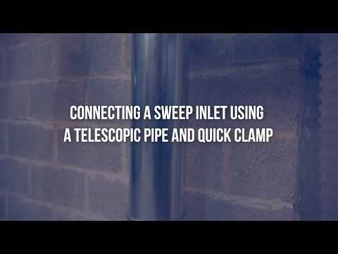 How to connect a sweep-up inlet by means of a telescopic pipe and a quick lock ring