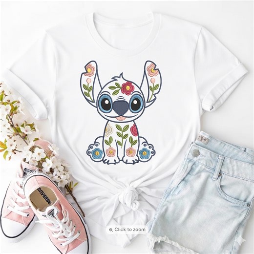 Floral Alien Embroidery Design, Cartoon Animal Patch (digital Download) - Etsy