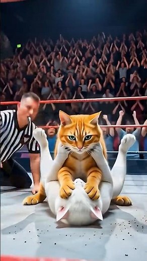 From wink to win: Fight cat legend🥊💥#catfighting #orangecat #shorts