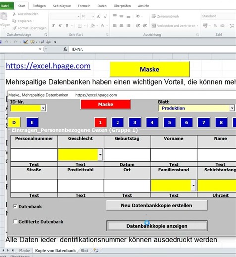 View database copy Multi-column databases in Excel