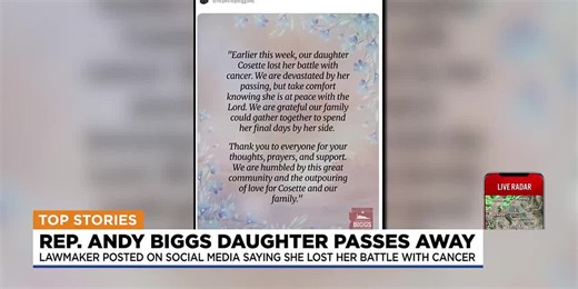 Arizona Congressman Andy Biggs announces death of daughter