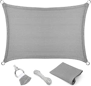 Eden's Decor 15' x 18' Grey Sun Shade Sail Outdoor Canopy Rectangular Awning Fabric Cloth Screen for Patio Garden Backyard Pergola Custom Size