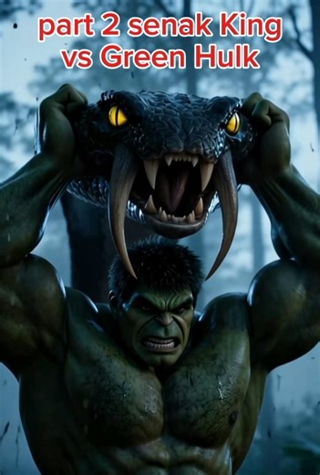 Green Hulk vs Giant Black Cobra 🐍🖤🔥 | Final Fight Part 2 | 4K Animation #Shorts #aicartoon #hulk