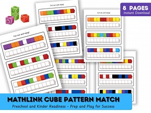 Patterns With Snap Cubes, Pattern Copy Cards, Counting or Connecting Cubes, Color Recognition, Preschool Centers Math, Educational Printable - Etsy