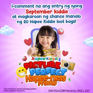 Kaway-kaway sa mga September Kiddies! Kayo naman ang bida!😄 Join our #PicturePerfectHapeeness promo and get a chance to win 20 Hapee Kiddie birthday loot bags 🥳 To join: 1. Like and follow Hapee Toothpaste Facebook page. 2. Photo comment your child showing their Hapee and healthy smile, along with their nickname, birth month, and year. The submission of entries for September celebrants will be from August 1-21, 2022. The winners will be announced on September 10, 2022. So what are you waiting 
