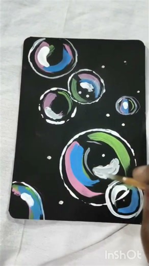 easy bubble painting in black paper 💟💟@soumyatamishra #painting #art #artist