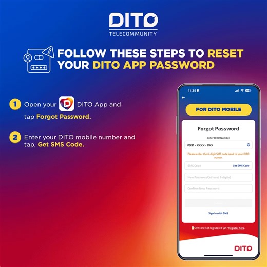 Forgot your DITO App password? Here’s how to reset it! 💪 #DITOTelecommunity #DITOApp | DITO Telecommunity