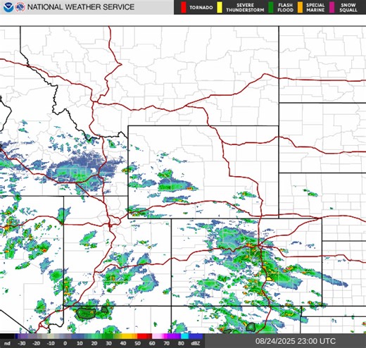 Here's a look at the regional radar showing plenty of showers and storms from southwest Wyoming down into the Four Corners Region. This will be a recurring pattern this week, although a gradual shift in storms further to the north and east is expected. #wywx #radar | US National Weather Service Riverton Wyoming