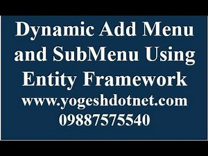 How to create dynamic Menu in ASP.NET MVC and Entity Framework | hindi