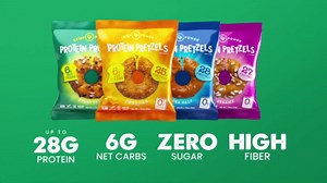 CRISP POWER Protein Pretzels, Variety Pack With Sea Salt, Sesame, & Everything, Up To 28G Protein, High Protein Snack, High Fiber, Low Carb Crunchy Pretzel Snacks, No Added Sugar, 1.75 oz Bags, 6 Pack, Vegan, Keto
