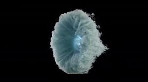 Opening vortex smoke portal, gateway to another dimension of the world. Magic portal of clouds, smoke on a black background. Emission blue energy within the portal. 3D 4k animation with alpha channel.