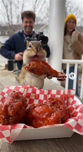 Squirrel Eating Spicy Food And Screaming #squirrel #shorts #fyp #sora2 #noodles #squirreleating