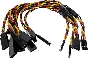 BackBayRC - 20CM 20awg Y Servo Splitter/Extension Wire - 100 Strands for RC Vehicles, Drones, E-Bikes - 5 Wires per Pack