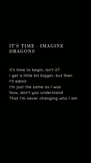It's Time - Imagine Dragons #lyrics