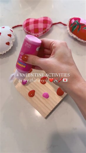 Mackenzie Hyland on Instagram: "4 valentine activity ideas to try with your little one this week ❤️❤️❤️❤️ 💌 Save this for when you need an easy activity to do this week with your baby or toddler & send this to a parent friend! Comment ✨HEART✨ and I’ll send you the details on all the materials you need to do these activities & crafts! 1. MESS FREE PAINTING: On a wooden heart add a variety of paint, side it into a ziploc bag, tape it to a flat surface and let you little one play & paint! This als