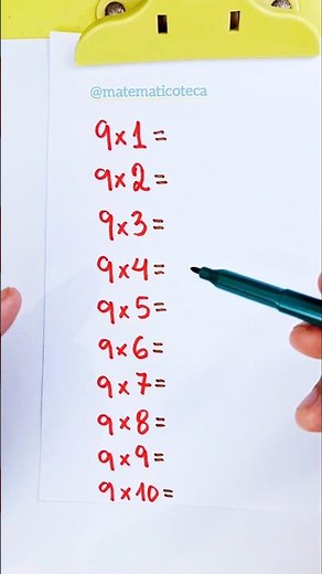 Multiplication table of 9