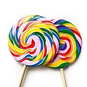 24 Units of Colorful and Delicious Festive Candy Variety Pack - Featuring Popular Jelly Candy Lollipops, Rainbow Swirl Pops Lollipops, and Cartoon Animal 2D Shape Marshmallow Lollipops (Rainbow Lollipop 50g) (24 Units)