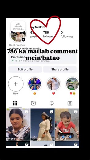my.falak.07 on Instagram: "786 ka matlab comment mein batao #instadaily #instagood #viralvideos"