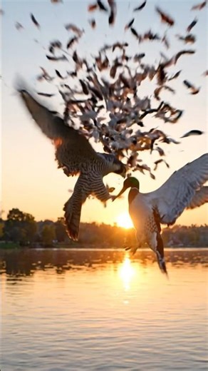 “Falcon Strikes Duck 😱 Epic Mid-Air Attack!”