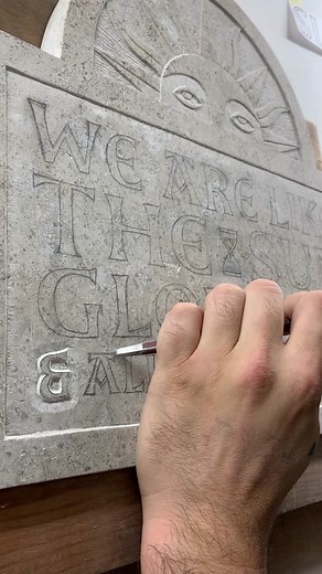 Intricate Letter Carving on Hopton Wood Limestone Plaque
