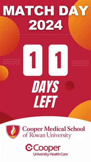 We are excited about Cooper Medical School of Rowan University's upcoming Match Day on Friday, March 15, 2024. Match Day, held the third Friday each March, is the day that graduating medical students across the nation simultaneously gather with their classmates to find out at which institutions they will be completing their residency or fellowship training as physicians. It is one of the most exciting days in the life of a medical students, and we look forward to learning which medical students 
