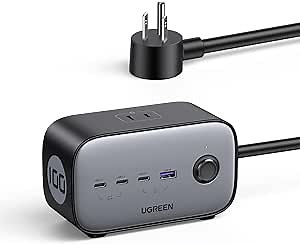 UGREEN 100W USB-C Charging Station with AC Outlet, Nexode 7-in-1 GaN Power Strip for Home and Office, with 3 AC, 3 USB C & 1 USB A, 6ft Extension Cord, for MacBook Pro/Air, iPad, iPhone 17, Galaxy S25