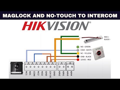 How to connect a maglock and no-touch exit button on a Hikvision intercom system (DS-KD8003 IME1)