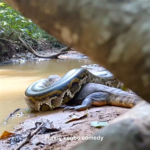Python attacking crocodile #shortsfeed #attack #python #crocodile
