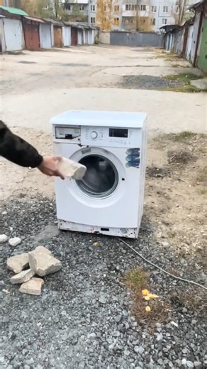 💥 Brick DESTROYS Washing Machine?! Shocking End! #viral #trendingnow #omg #unbelievable #comedyshort