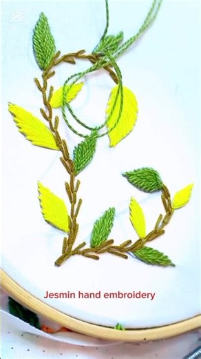 🌿Beautiful Leaf Border Hand Embroidery |সহজ পাতা বর্ডার সেলাই |#shorts
